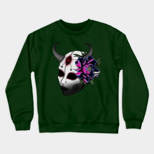 Demon Mask with Flower Crewneck Sweatshirt